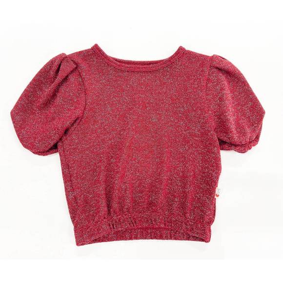 NEW T2LOVE girl's sparkle puff sleeve top in red - Picture 1 of 2